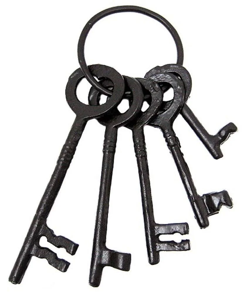 A set of old-fashioned iron skeleton keys